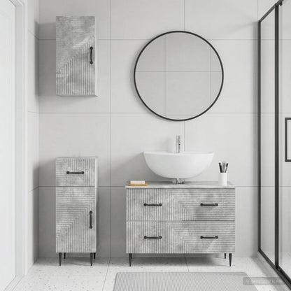 3 Piece Bathroom Cabinet Set HAARLEM Concrete Grey