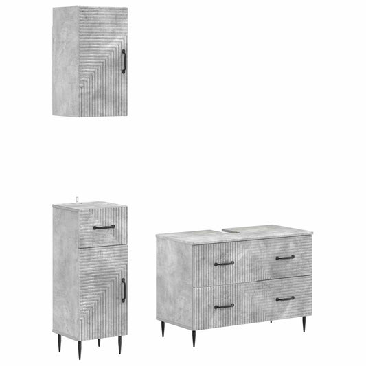 3 Piece Bathroom Cabinet Set HAARLEM Concrete Grey
