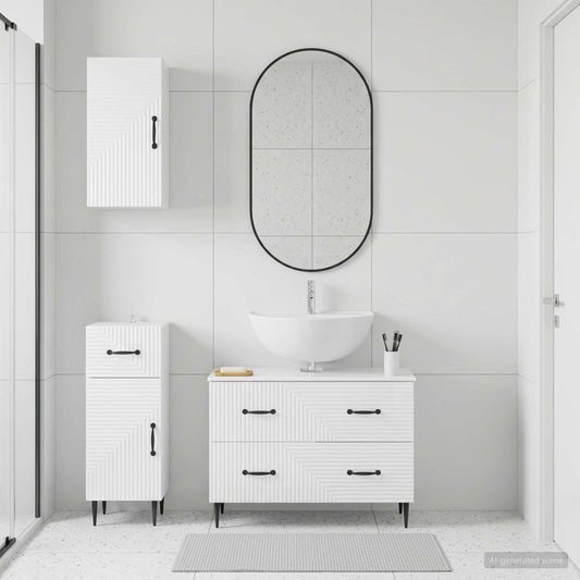 3 Piece Bathroom Cabinet Set HAARLEM High Gloss White