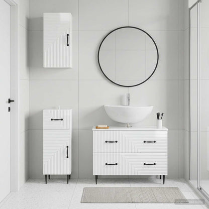 3 Piece Bathroom Cabinet Set HAARLEM High Gloss White