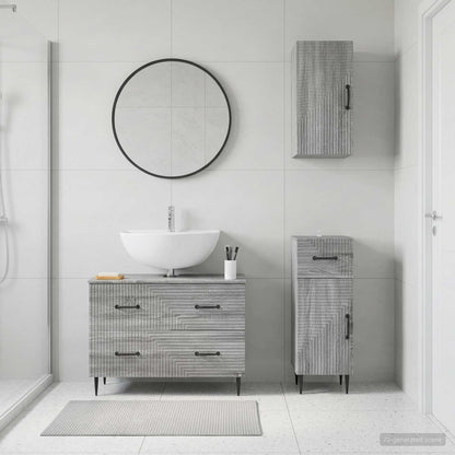 3 Piece Bathroom Cabinet Set HAARLEM Grey Sonoma