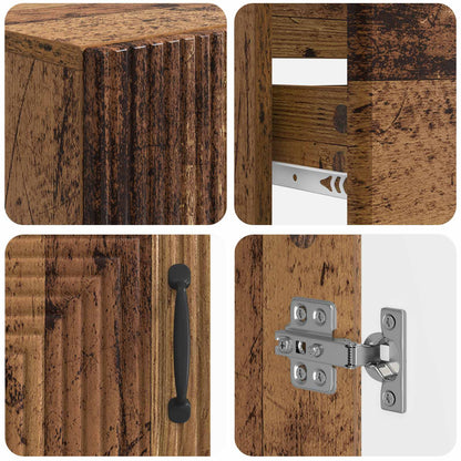 3 Piece Bathroom Cabinet Set HAARLEM Old Wood Engineered Wood