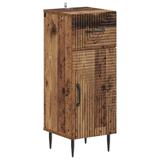3 Piece Bathroom Cabinet Set HAARLEM Old Wood Engineered Wood