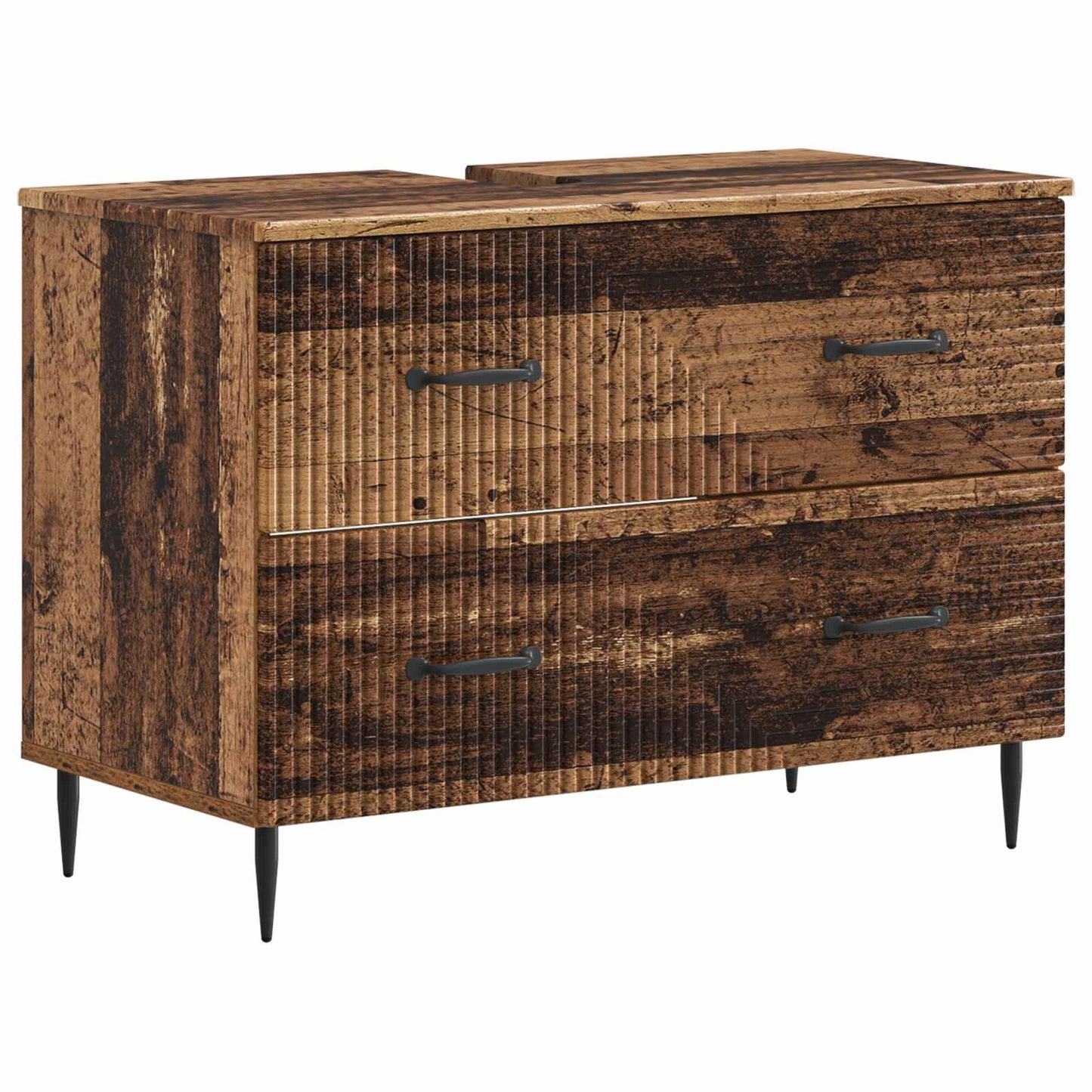 3 Piece Bathroom Cabinet Set HAARLEM Old Wood Engineered Wood