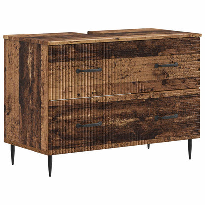 3 Piece Bathroom Cabinet Set HAARLEM Old Wood Engineered Wood
