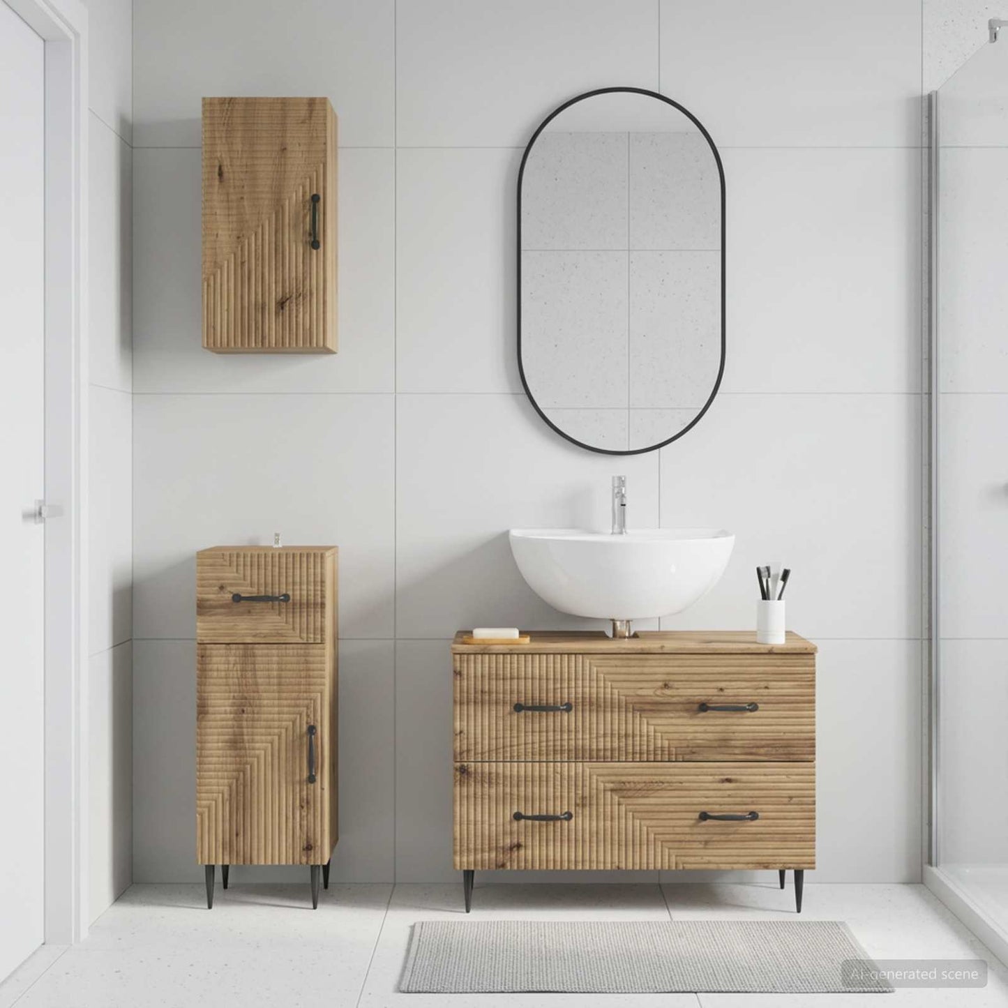 3 Piece Bathroom Cabinet Set HAARLEM Artisan Oak