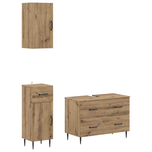 3 Piece Bathroom Cabinet Set HAARLEM Artisan Oak