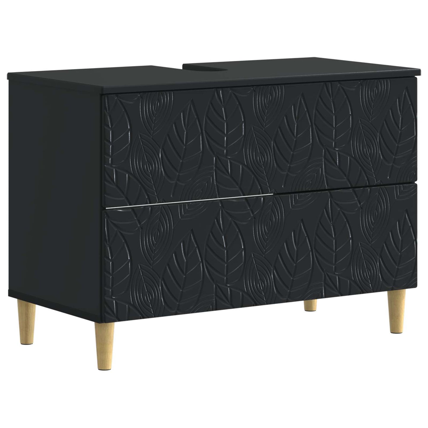 3 Piece Bathroom Cabinet Set DELFT Black Engineered Wood
