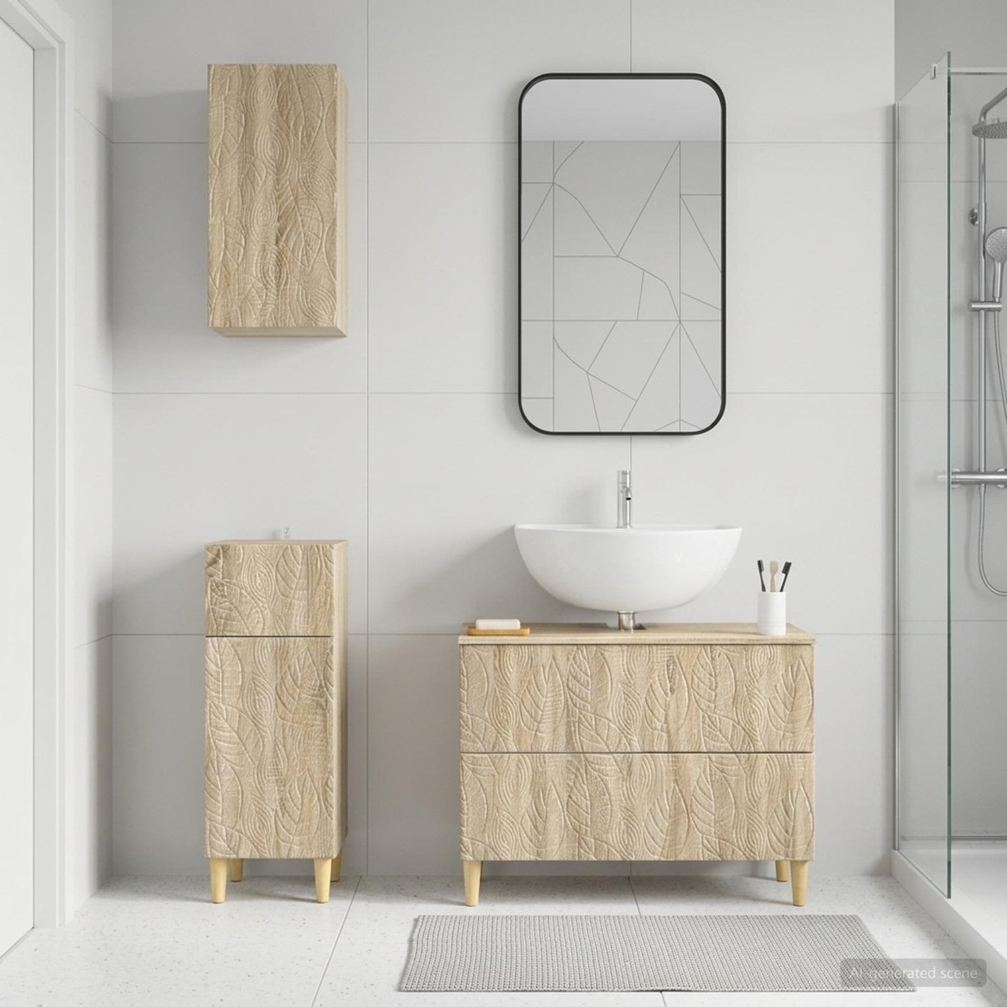 3 Piece Bathroom Cabinet Set DELFT Sonoma Oak Engineered Wood