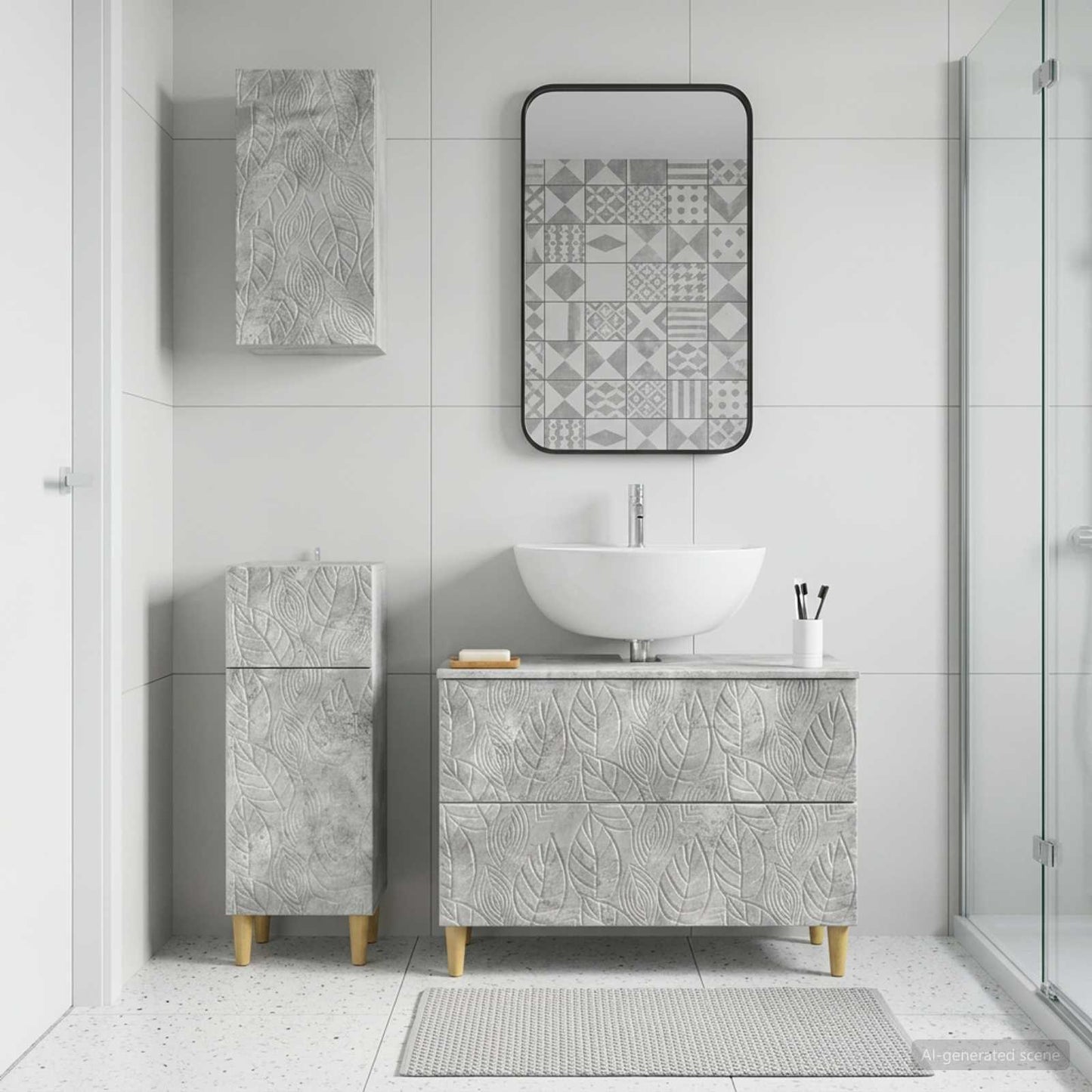 3 Piece Bathroom Cabinet Set DELFT Concrete Grey