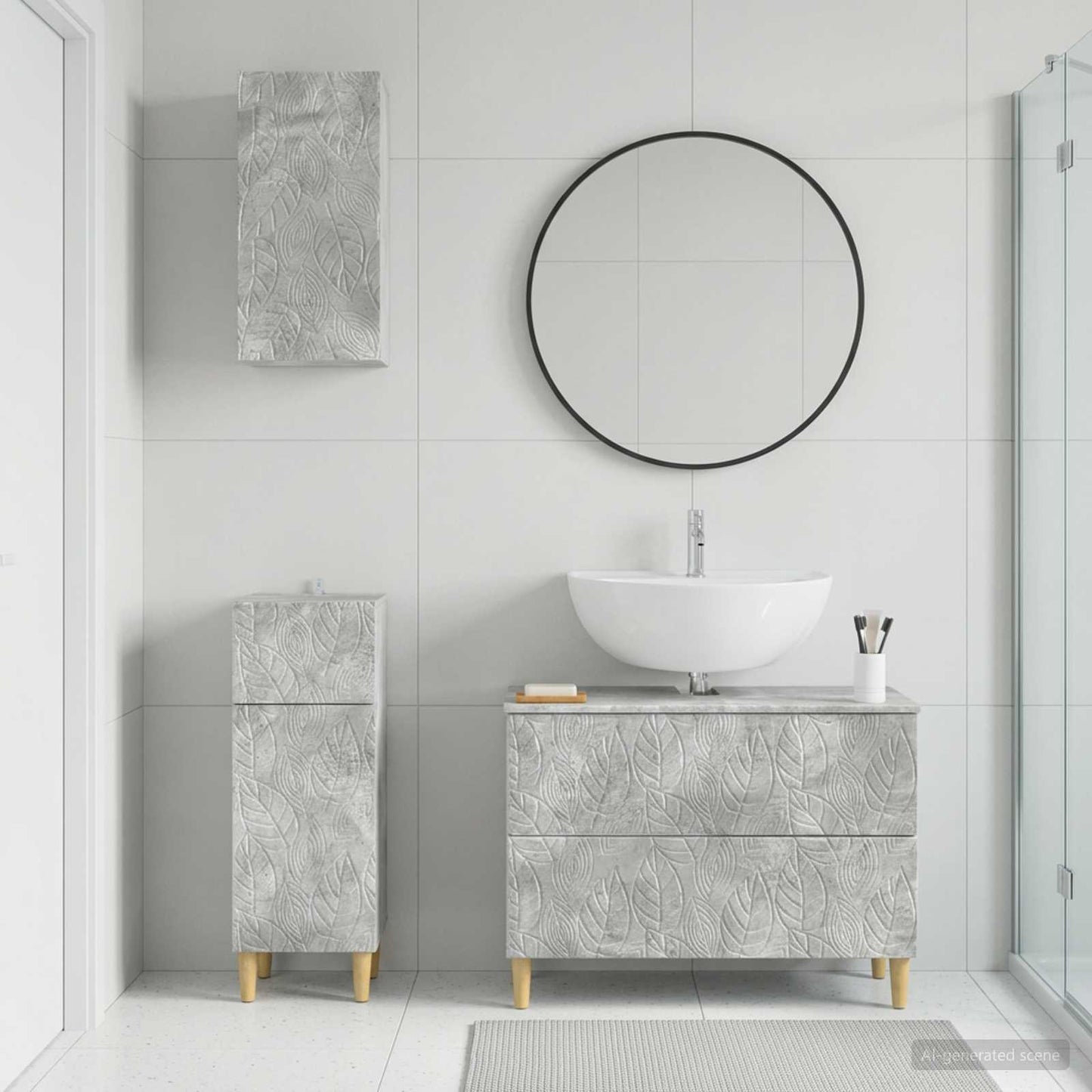 3 Piece Bathroom Cabinet Set DELFT Concrete Grey
