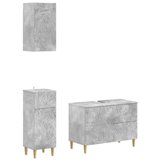 3 Piece Bathroom Cabinet Set DELFT Concrete Grey