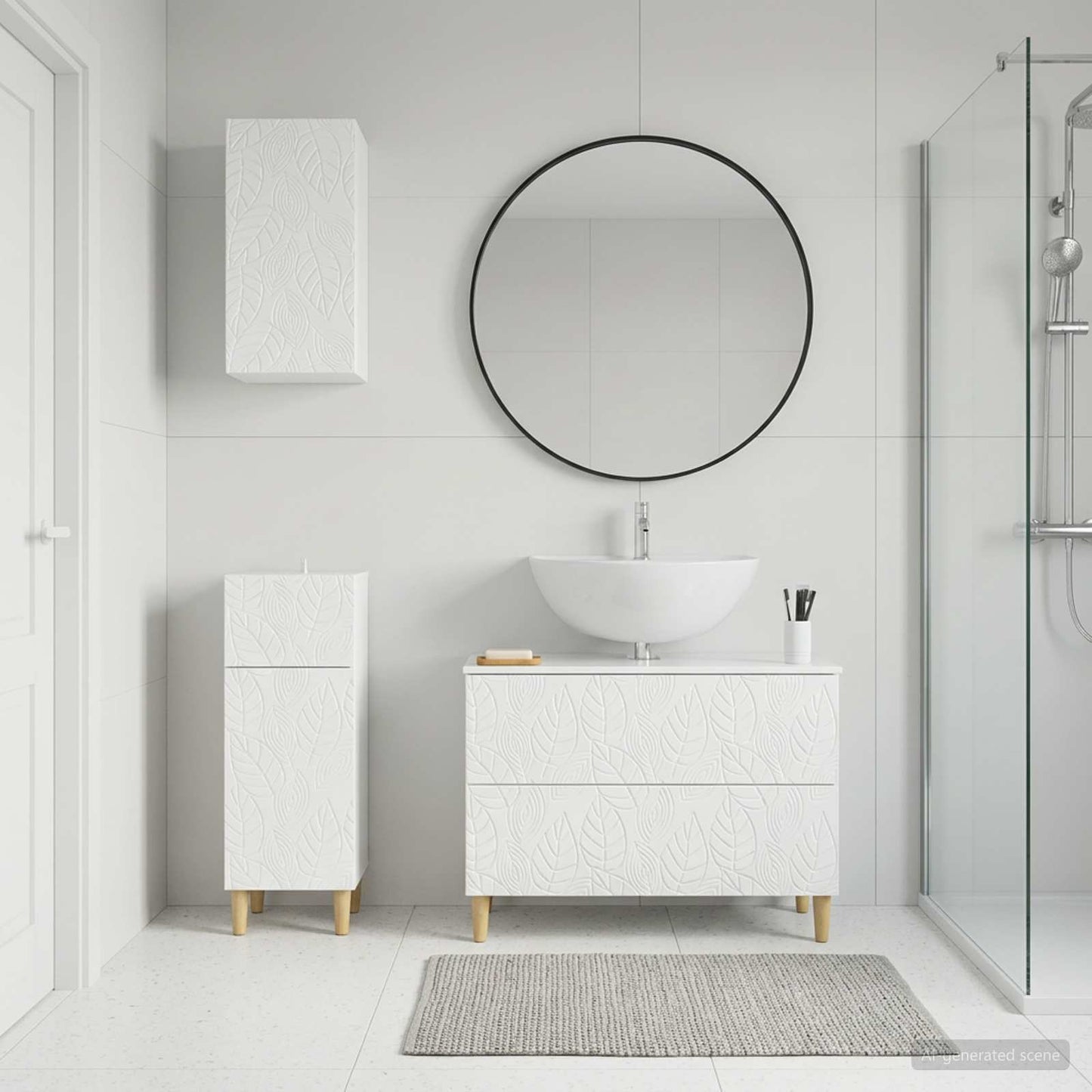 3 Piece Bathroom Cabinet Set DELFT High Gloss White