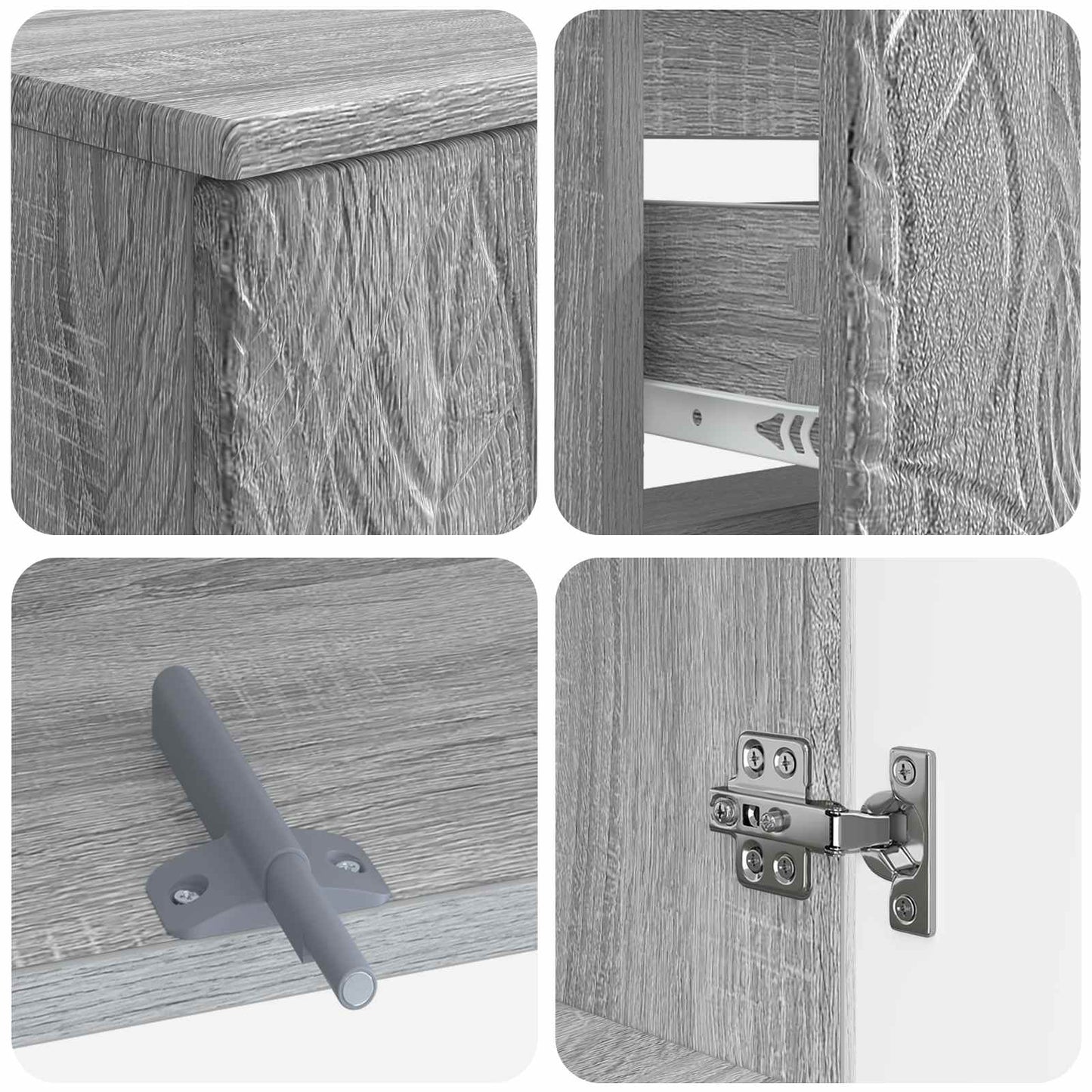 3 Piece Bathroom Cabinet Set DELFT Grey Sonoma Engineered Wood