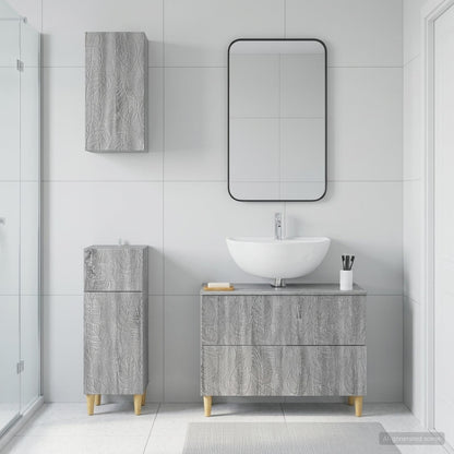 3 Piece Bathroom Cabinet Set DELFT Grey Sonoma Engineered Wood
