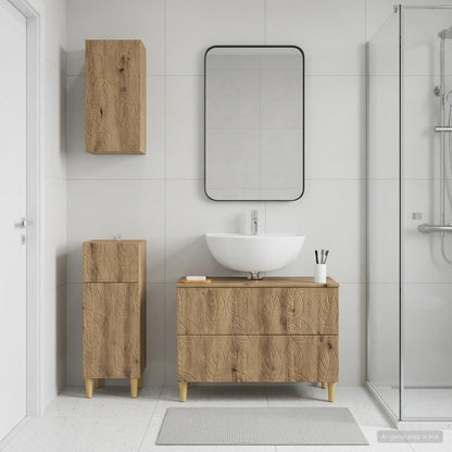 3 Piece Bathroom Cabinet Set DELFT Artisan Oak Engineered Wood