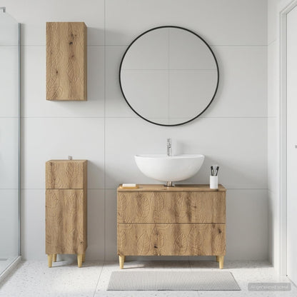 3 Piece Bathroom Cabinet Set DELFT Artisan Oak Engineered Wood