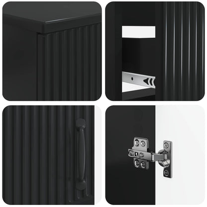 3 Piece Bathroom Cabinet Set HOORN Black Engineered Wood