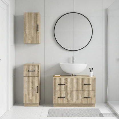 3 Piece Bathroom Cabinet Set HOORN Sonoma Oak Engineered Wood