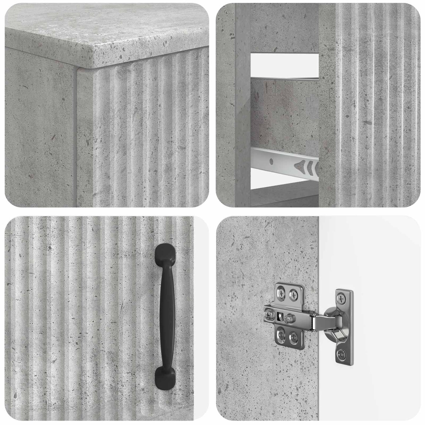 3 Piece Bathroom Cabinet Set HOORN Concrete Grey