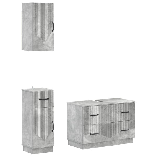 3 Piece Bathroom Cabinet Set HOORN Concrete Grey