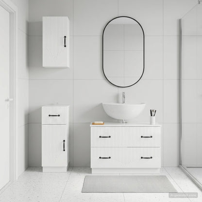 3 Piece Bathroom Cabinet Set HOORN High Gloss White