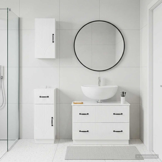 3 Piece Bathroom Cabinet Set HOORN High Gloss White