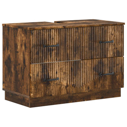 3 Piece Bathroom Cabinet Set HOORN Smoked Oak Engineered Wood