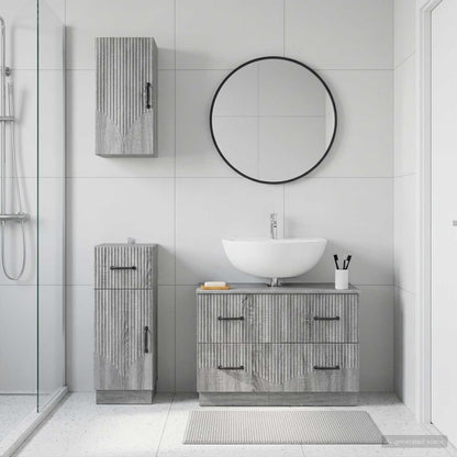 3 Piece Bathroom Cabinet Set HOORN Grey Sonoma Engineered Wood