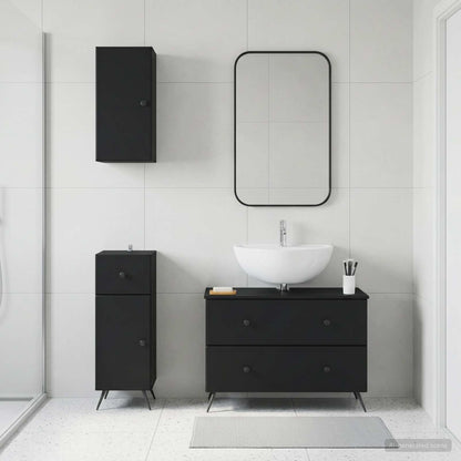 3 Piece Bathroom Cabinet Set BREDA Black Engineered Wood
