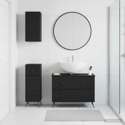 3 Piece Bathroom Cabinet Set BREDA Black Engineered Wood