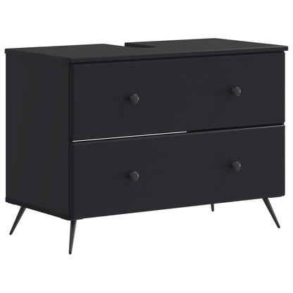 3 Piece Bathroom Cabinet Set BREDA Black Engineered Wood