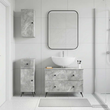 3 Piece Bathroom Cabinet Set BREDA Concrete Grey