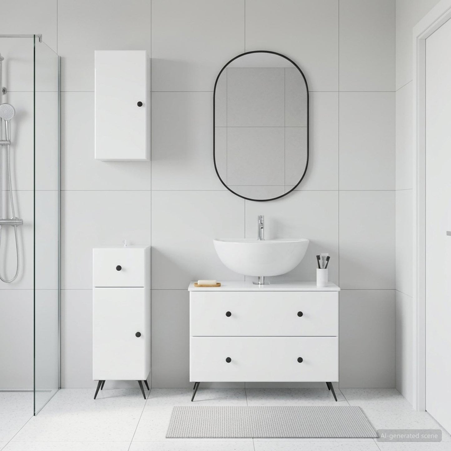 3 Piece Bathroom Cabinet Set BREDA High Gloss White