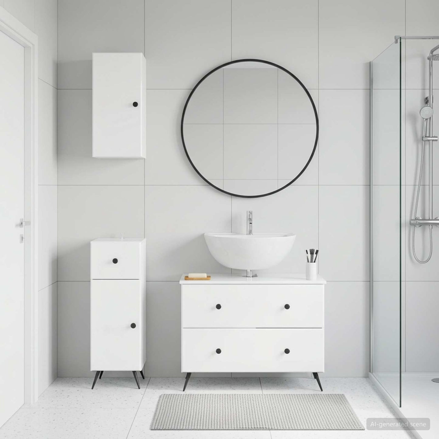3 Piece Bathroom Cabinet Set BREDA High Gloss White