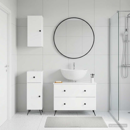 3 Piece Bathroom Cabinet Set BREDA High Gloss White