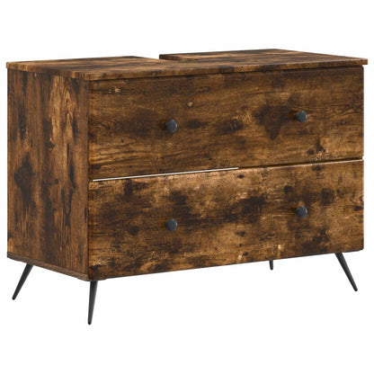 3 Piece Bathroom Cabinet Set BREDA Smoked Oak Engineered Wood
