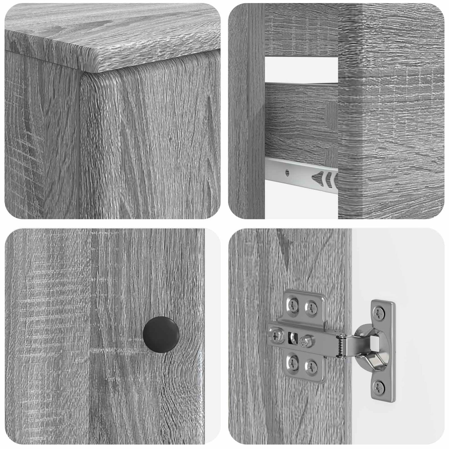 3 Piece Bathroom Cabinet Set BREDA Grey Sonoma Engineered Wood