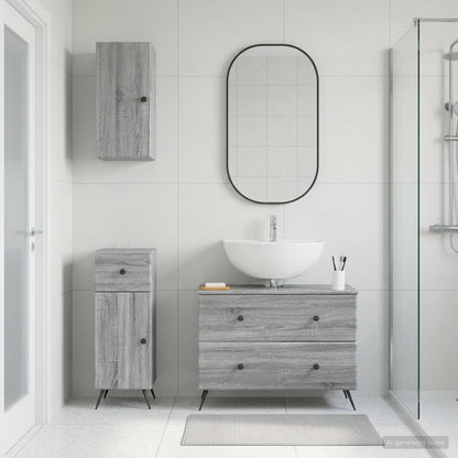 3 Piece Bathroom Cabinet Set BREDA Grey Sonoma Engineered Wood