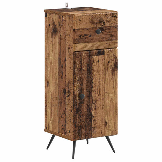 3 Piece Bathroom Cabinet Set BREDA Old Wood Engineered Wood