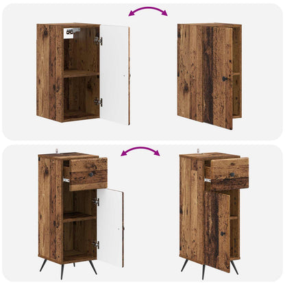 3 Piece Bathroom Cabinet Set BREDA Old Wood Engineered Wood