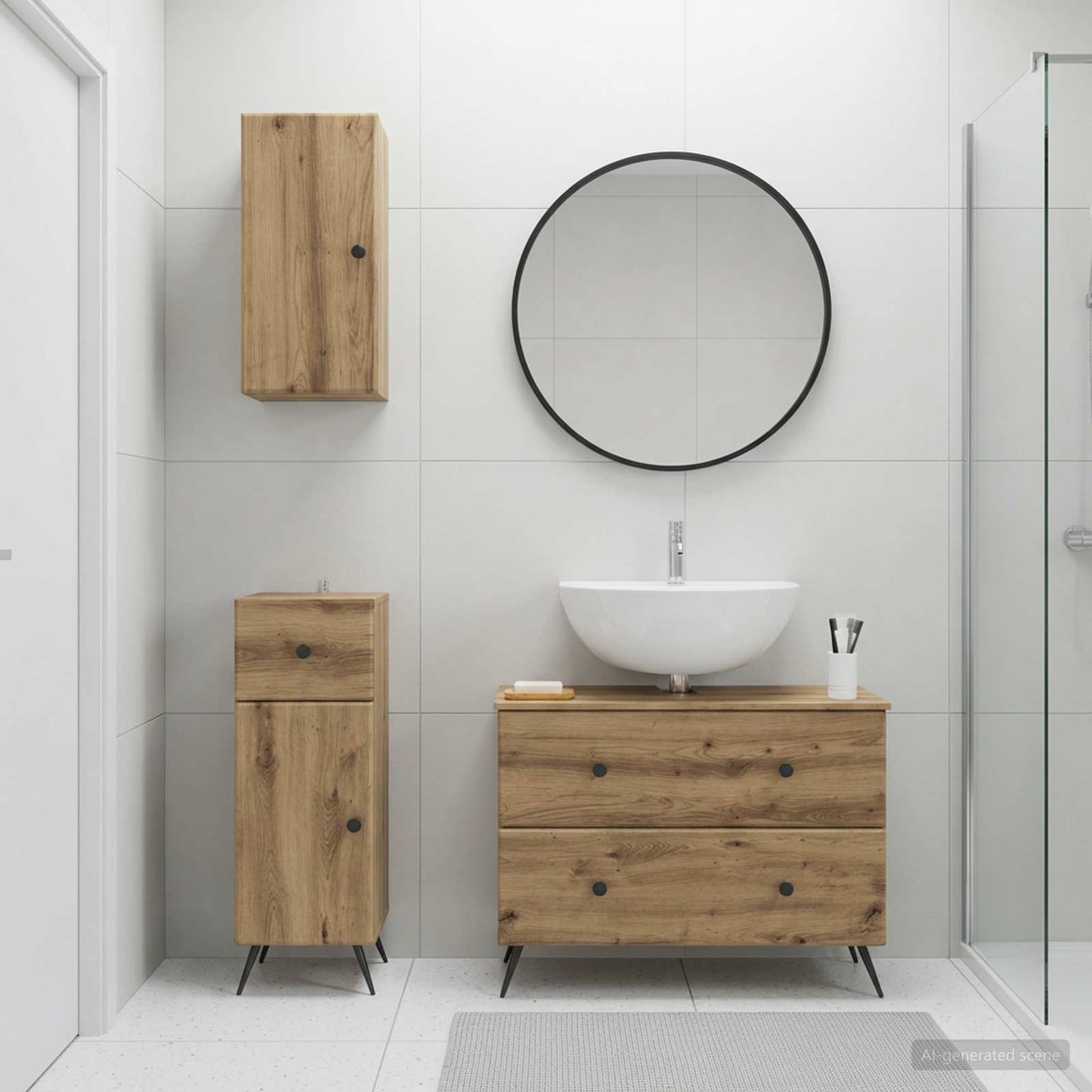3 Piece Bathroom Cabinet Set BREDA Artisan Oak Engineered Wood