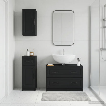 3 Piece Bathroom Cabinet Set UTRECHT Black Engineered Wood
