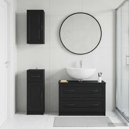 3 Piece Bathroom Cabinet Set UTRECHT Black Engineered Wood