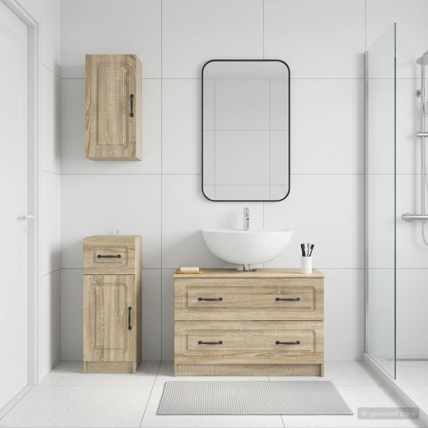 3 Piece Bathroom Cabinet Set UTRECHT Sonoma Oak Engineered Wood