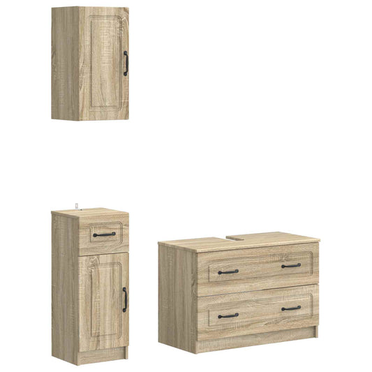 3 Piece Bathroom Cabinet Set UTRECHT Sonoma Oak Engineered Wood