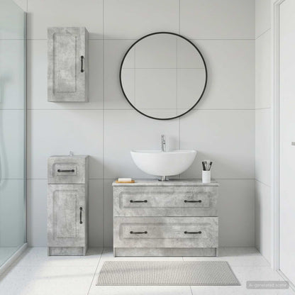 3 Piece Bathroom Cabinet Set UTRECHT Concrete Grey