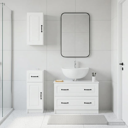 3 Piece Bathroom Cabinet Set UTRECHT High Gloss White