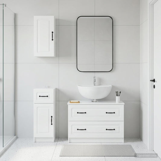 3 Piece Bathroom Cabinet Set UTRECHT High Gloss White