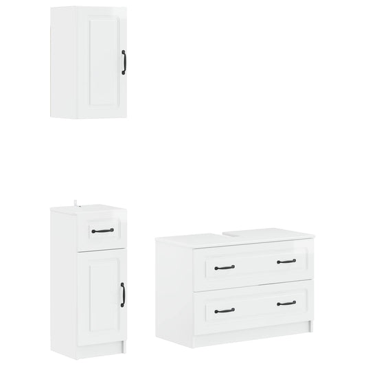 3 Piece Bathroom Cabinet Set UTRECHT High Gloss White